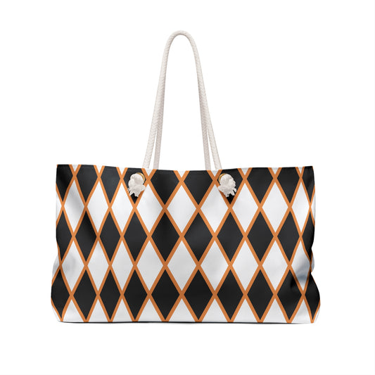 Black & White Harlequin Weekender Bag