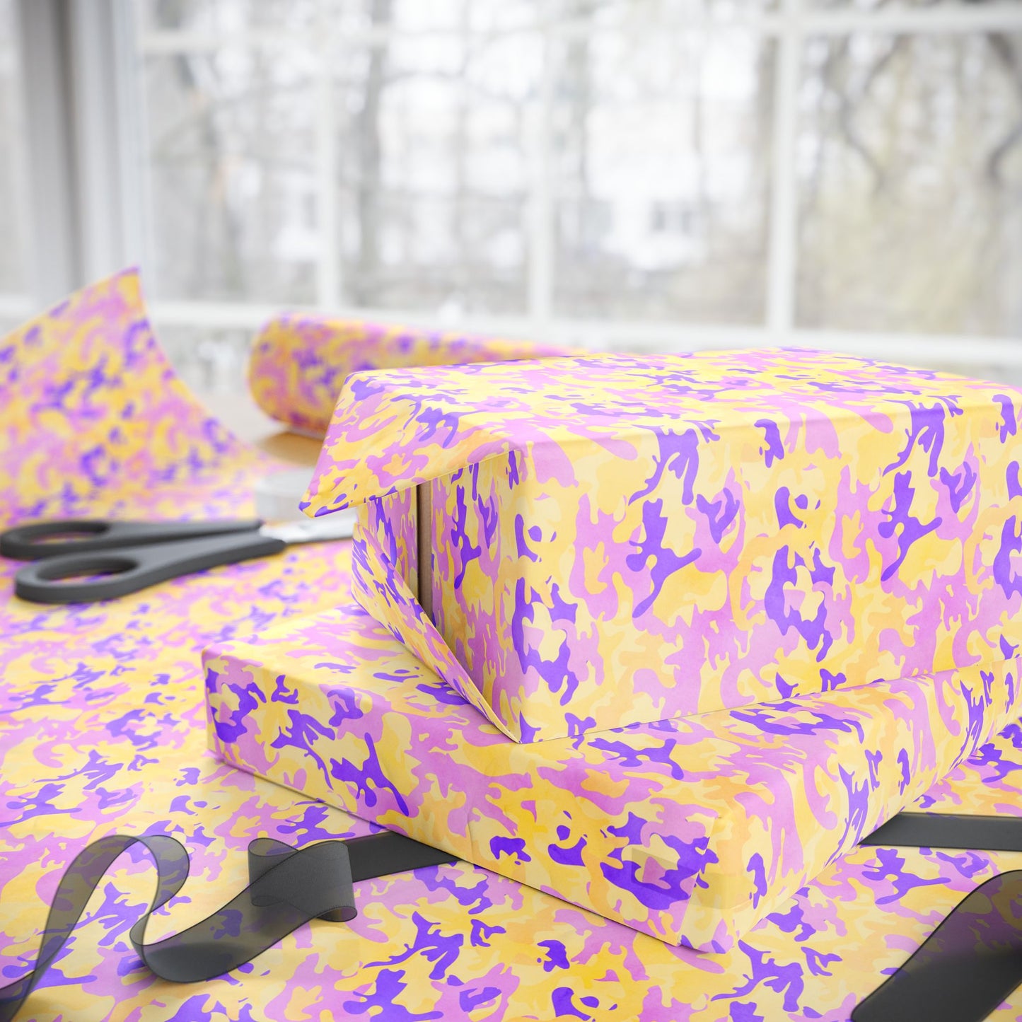 Peach Sorbet Camo Wrapping Paper