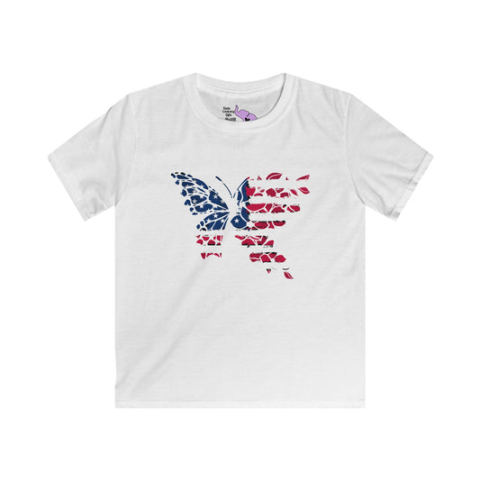 American Flag Butterfly Youth Softstyle Tee