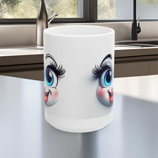Happy Eyes & Lips Ceramic Mug, (11oz, 15oz)