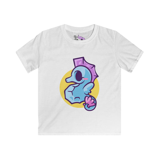 Cute Seahorse (Blue) Kids Softstyle Tee