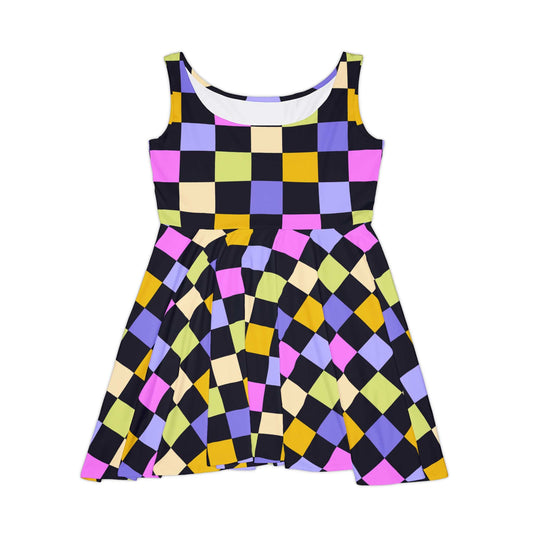 Joyful Checkerboard Women's Skater Dress