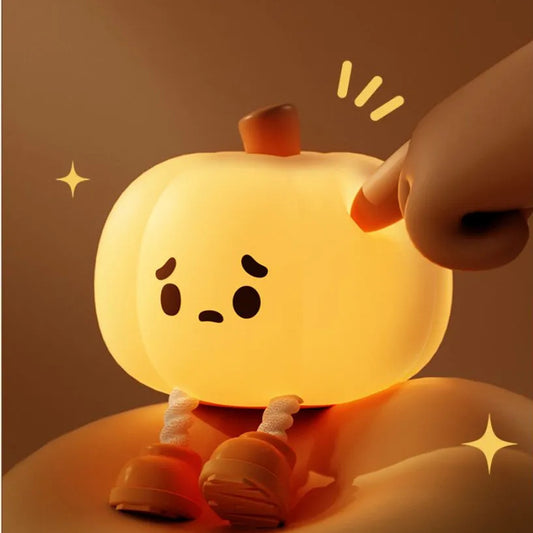 Cute Silicone Pumpkin Night Light Soft Touch Touch Dimmable Rechargeable
