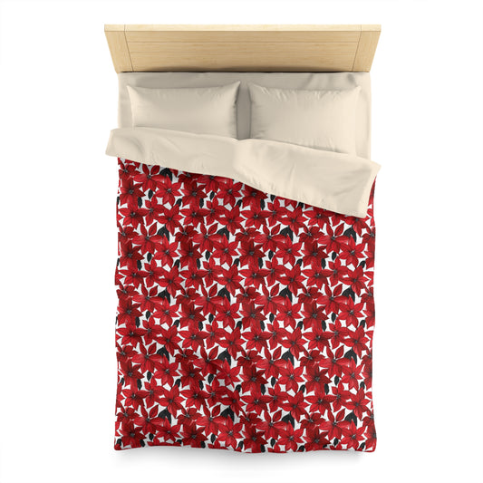 Inked Poinsettias Microfiber Duvet Cover