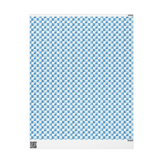 Cozy Blue Checkered Wrapping Paper