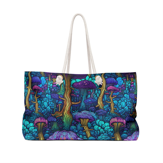 Trippy Purple Mushrooms Weekender Bag