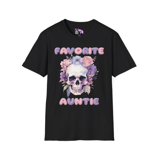 Favorite Auntie Skull Purple/Pink Adult T-shirt