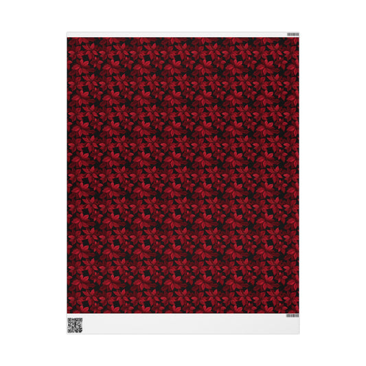 Midnight Poinsettia Garden Wrapping Paper