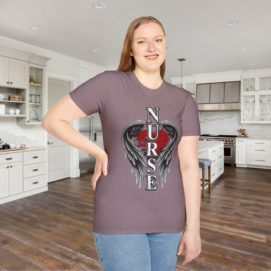 Nurse Heart & Angel Wings Adult T-shirt