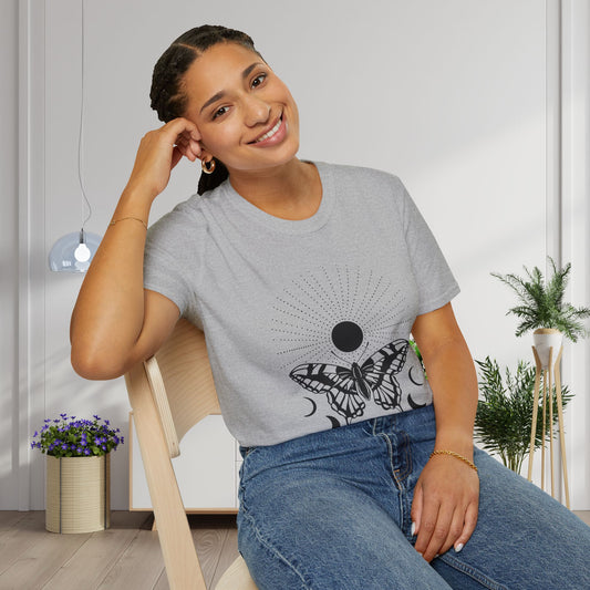 Butterfly w/Sun, Moon, & Stars Adult T-shirt