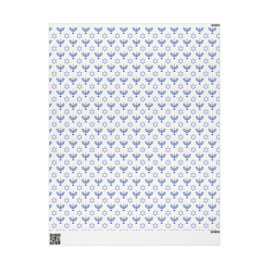 Menorah/Star of David Hanukkah Wrapping Paper