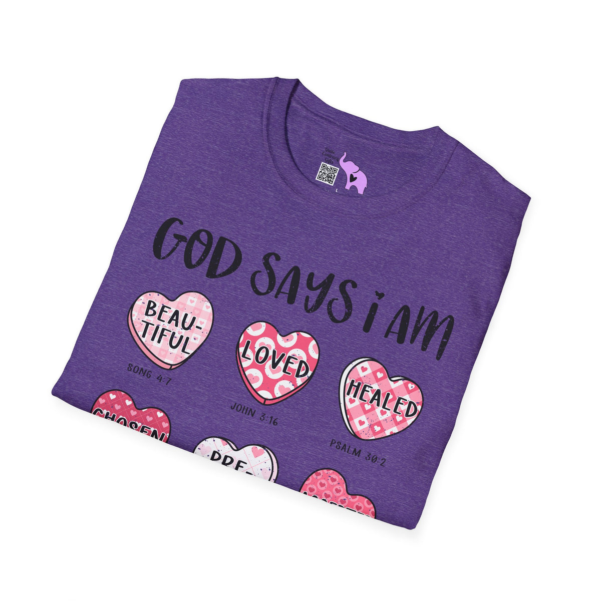 God Says I Am... (Conversation Hearts) Adult T-shirt