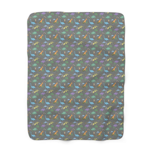 Prehistoric Playtime Sherpa Fleece Blanket