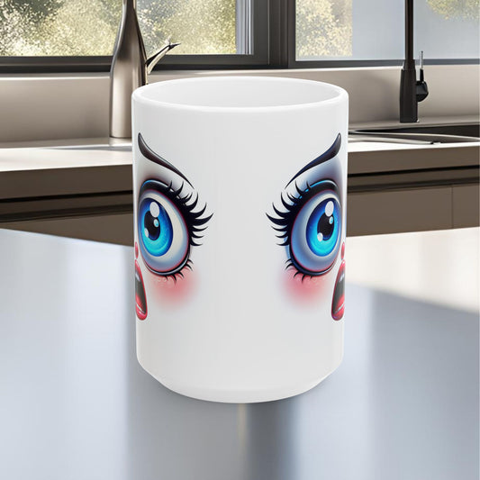 Shocked Face Ceramic Mug, (11oz, 15oz)