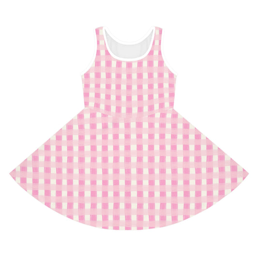 Dreamy Rose Gingham Girls' Sleeveless Sundress