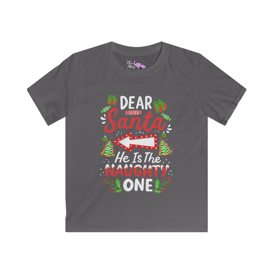 Dear Santa He Is The Naughty One Youth Softstyle Tee