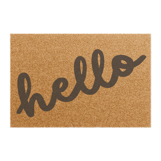Hello Coconut Fiber Doormat