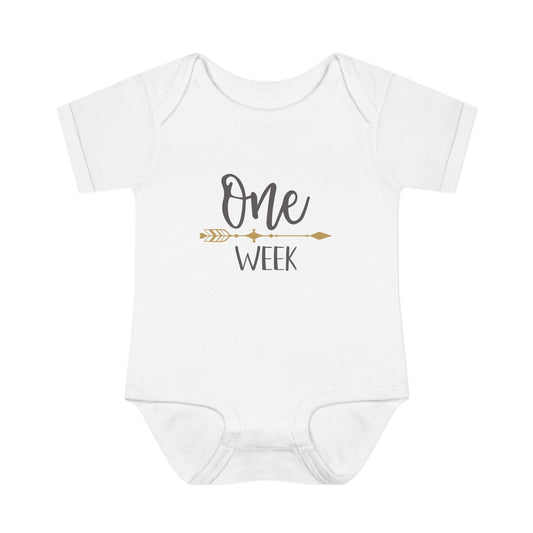 Golden Arrow Milestone Baby Bodysuit-One Week