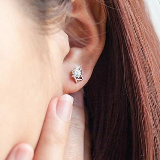 Silver Butterfly Zircon Earrings