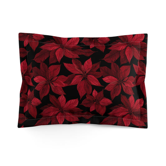 Midnight Poinsettia Garden Microfiber Pillow Sham