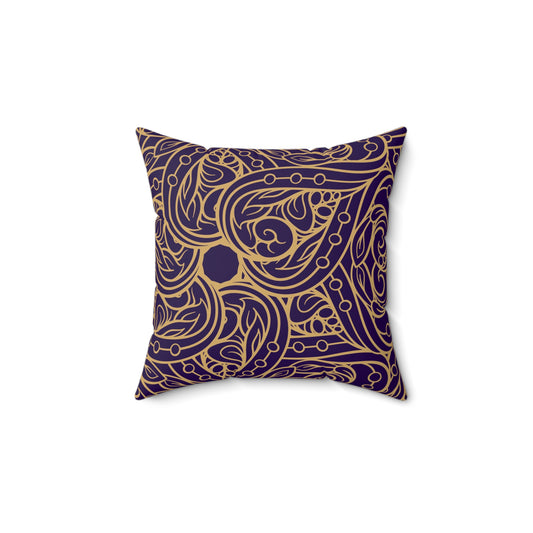 Oriental Purple/Gold Floral Throw Pillow