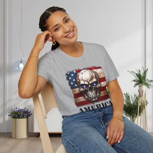 America Skull Adult T-shirt