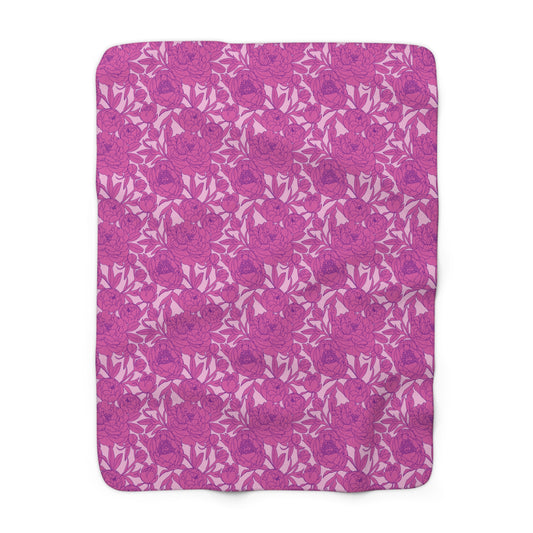 Blush Peony Garden Fleece Blanket