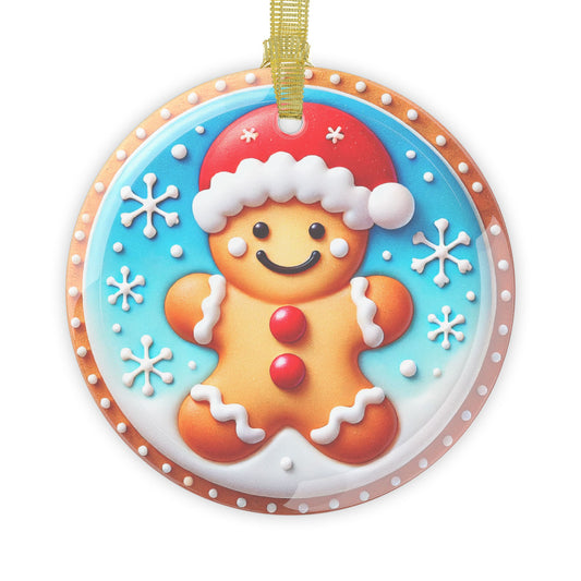 Jolly Gingerbread Glass Ornament