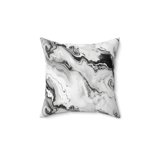 Frost Veil Marble Throw Pillow