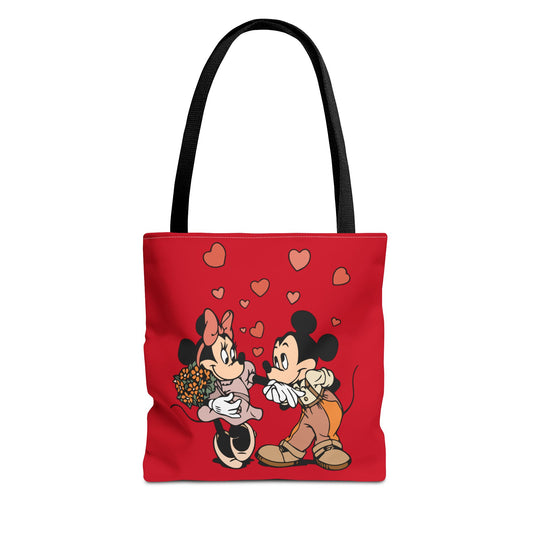 Valentine Mickey Loves Minnie Canvas Tote Bag