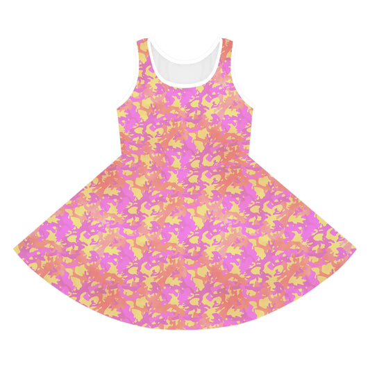 Sunset Sorbet Camo Girls' Sleeveless Sundress