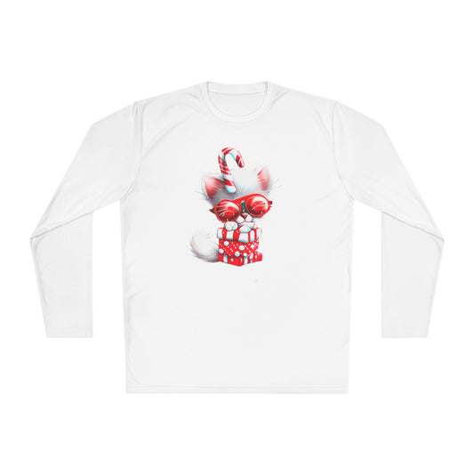 Candy Cane Kitten Adult Long Sleeve Tee