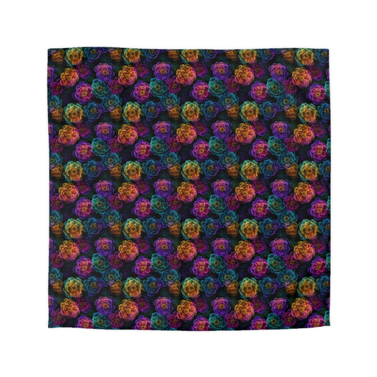 Neon Whisper Blooms Microfiber Duvet Cover