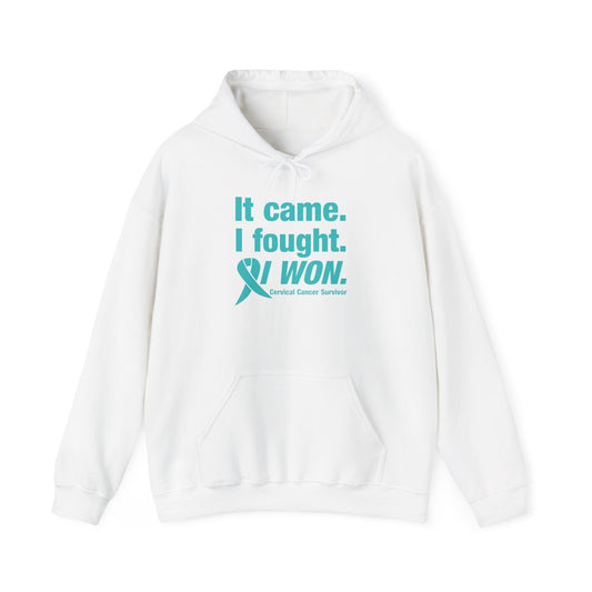 It Came I Fought I Won Cervical Cancer Awareness Heavy Blend™ Hooded Sweatshirt