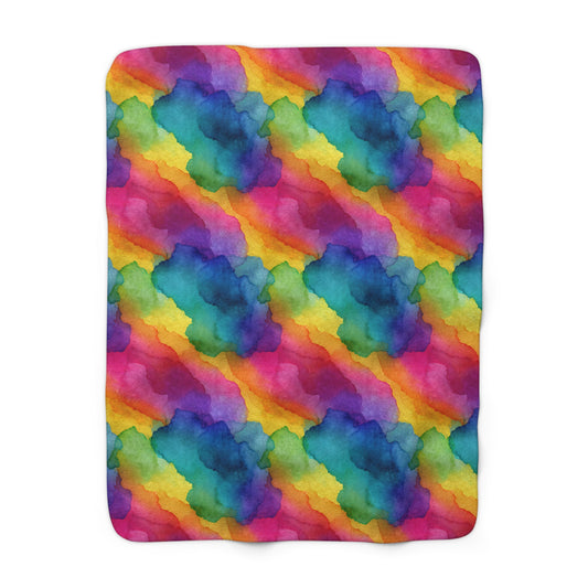 Rainbow Watercolors Fleece Blanket