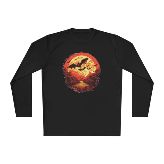 Creepy Bats Over Moon 2 Adult Long Sleeve Tee