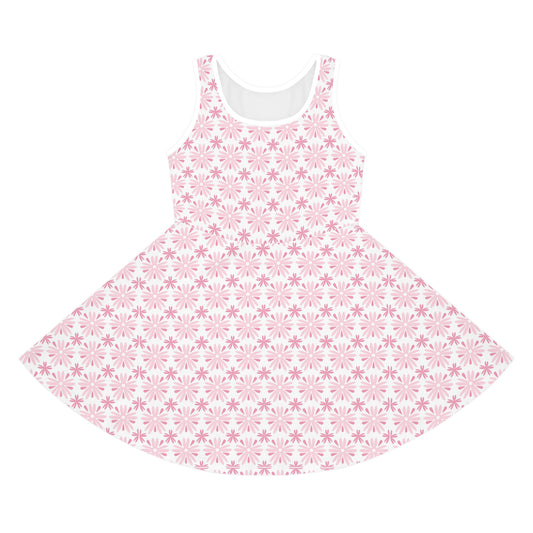 Pink Daisies Print Girls' Sleeveless Sundress - Perfect for Summer Parties & Playdates