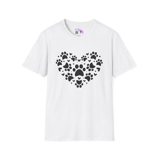 Paw Print Heart Adult T-shirt