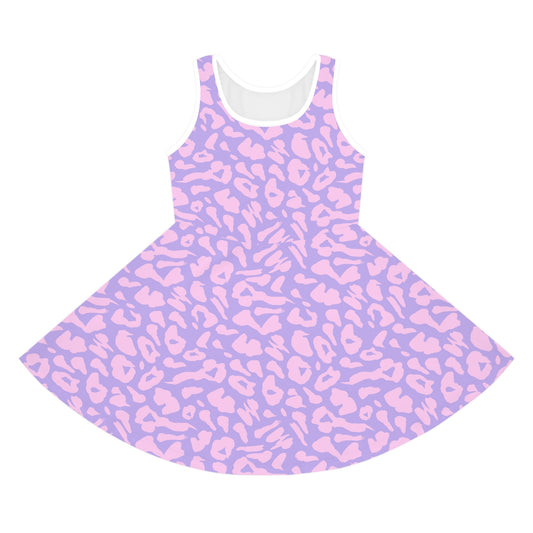 Cotton Candy Cheetah Print Girls' Sleeveless Sundress