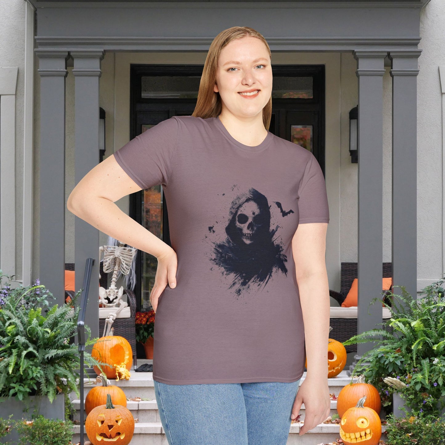 Creepy Death Skull Adult T-shirt