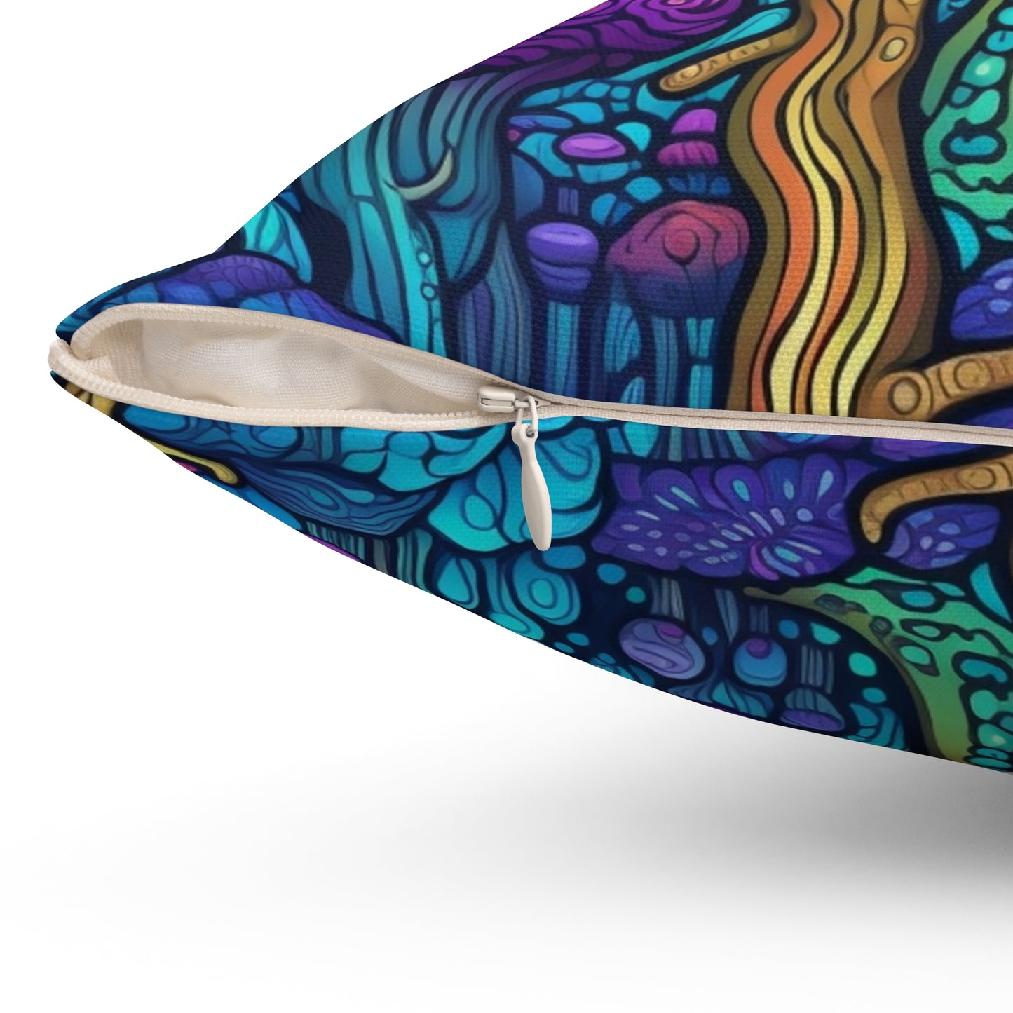 Trippy Purple Mushrooms Throw Pillow