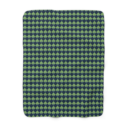 Diamond Bloom-Sage & Navy Fleece Blanket