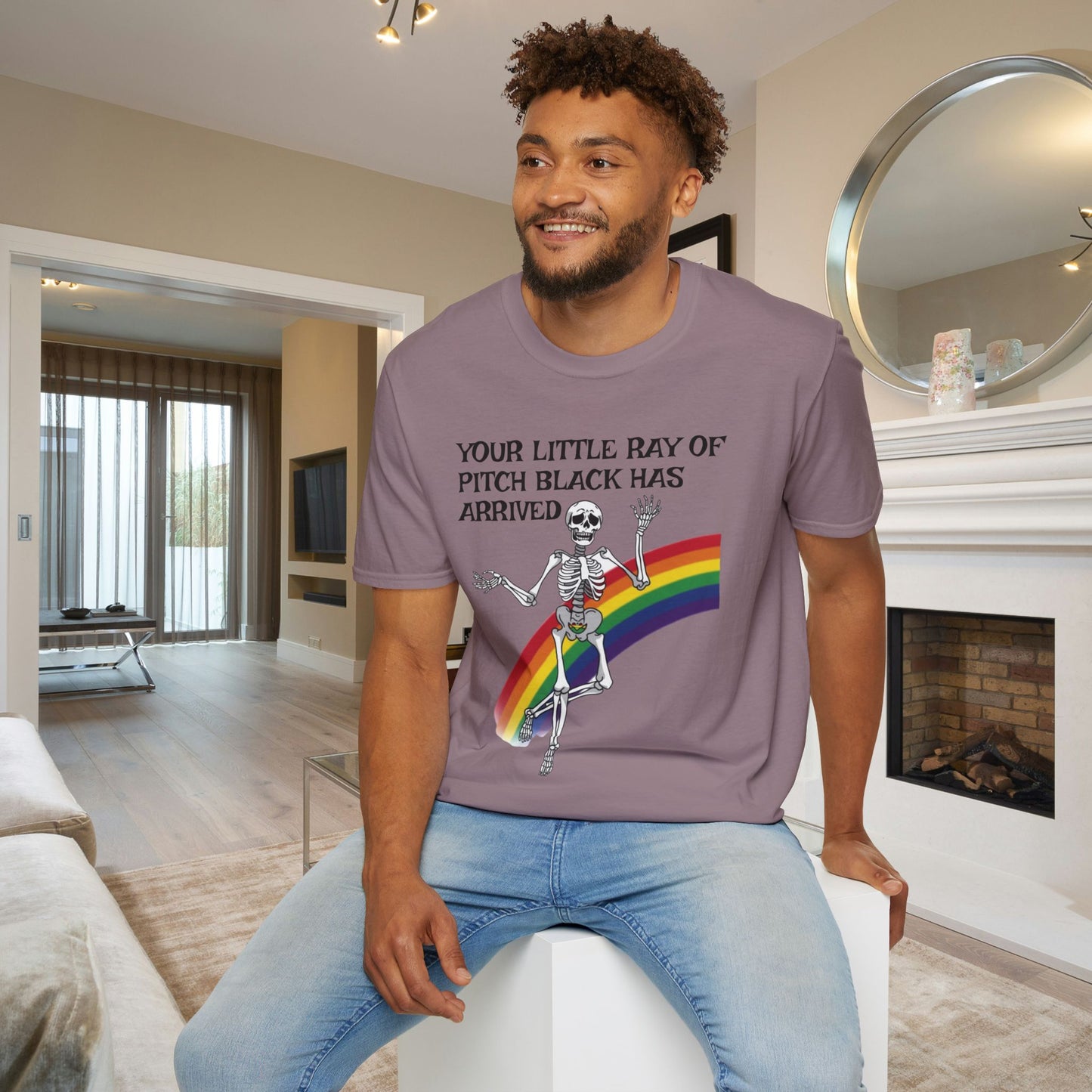 Your Little Ray of Pitch Black Has Arrived (Rainbow) Adult T-shirt
