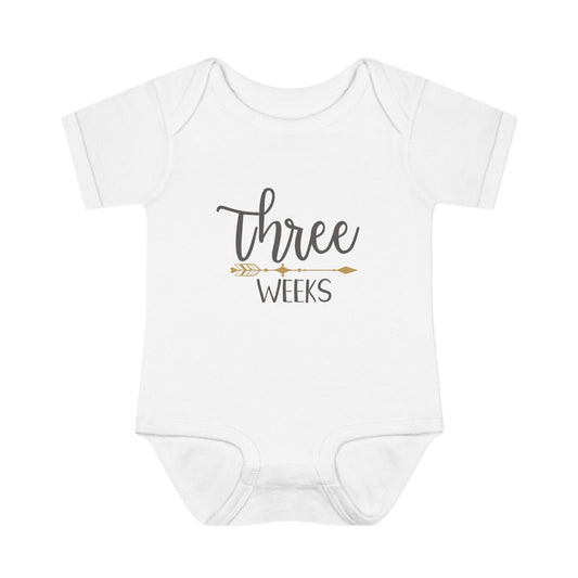 Golden Arrow Milestone Baby Bodysuit-Three Weeks