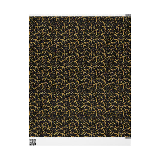 Golden Noir Swirl Wrapping Paper