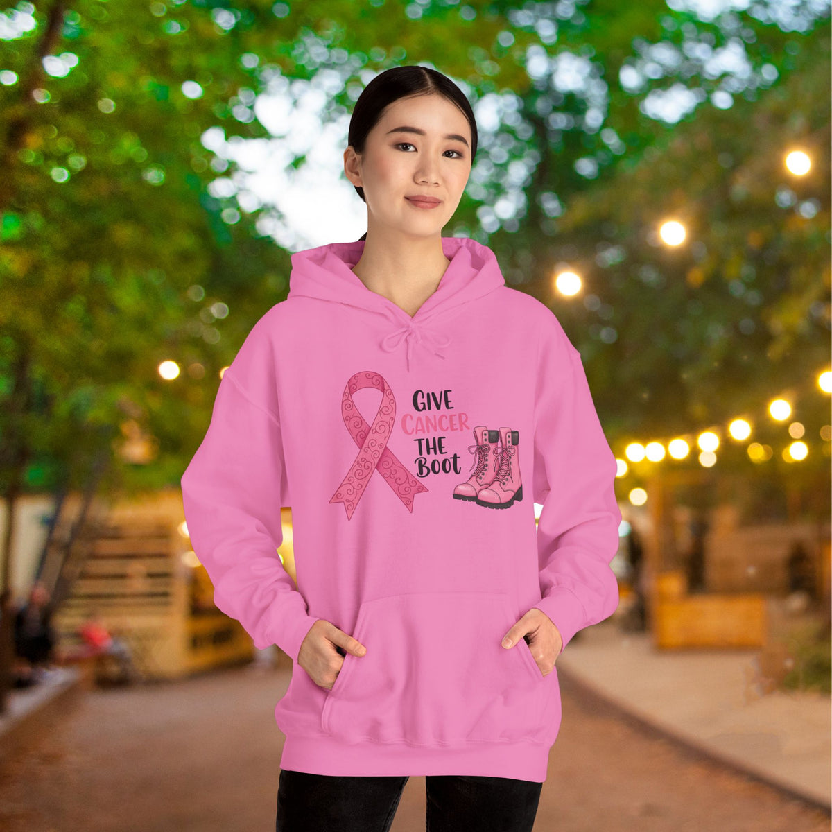 Give Cancer The Boot AdultHeavy Blend™ Hoodie
