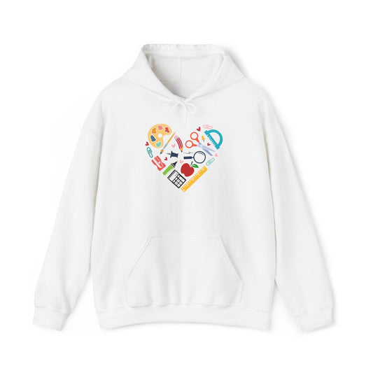 School Supply Heart Heavy Blend™ Hooded Sweatshirt