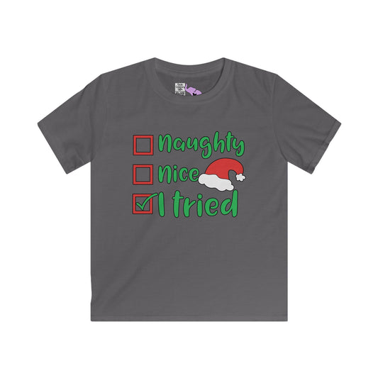 Naughty Nice I Tried Youth Softstyle Tee