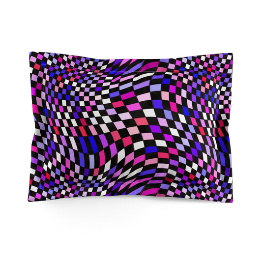Warped Purple Checkered Microfiber Pillow Sham