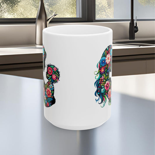 Flowery Mother & Child Ceramic Mug, (11oz, 15oz)